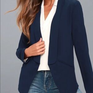 Lulus NWT Miss Punctuality Navy Blue Blazer Jacket Work & Casual Wear Size Small